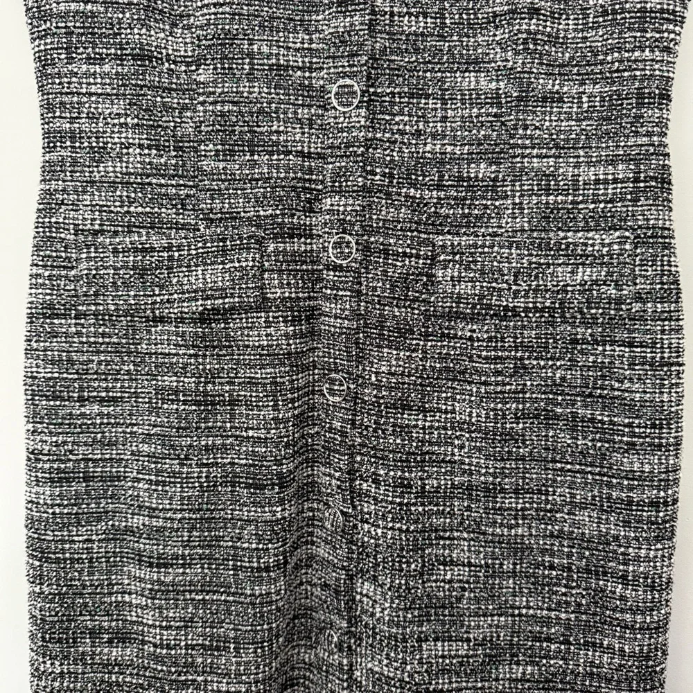 New York & Company Black, White & Green Tweed Sheath Dress